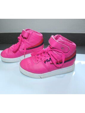 Vintage Fila High Tops Bright Pink Retro Kids Shoes Size 10.5